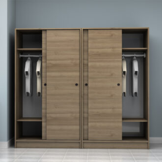 Alternative view of Ντουλάπα ρούχων Regio Megapap τετράφυλλη συρόμενη χρώμα καρυδί 200x60x181εκ.