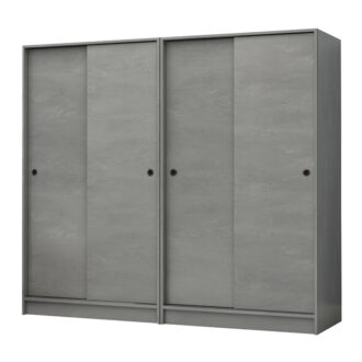 Ντουλάπα ρούχων Regio Megapap τετράφυλλη συρόμενη χρώμα γκρι σκυροδέματος 200x60x181εκ.