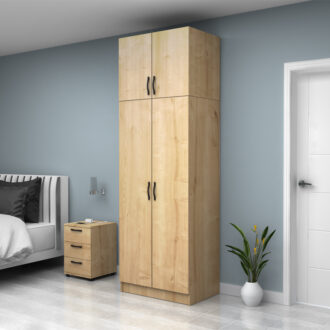 Alternative view of Ντουλάπα ρούχων Vivian Megapap δίφυλλη με πατάρι χρώμα φυσικό οξιάς 80x51,8x240εκ.