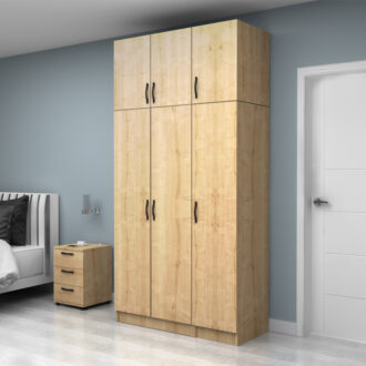 Alternative view of Ντουλάπα ρούχων Vivian Megapap τρίφυλλη με πατάρι χρώμα φυσικό οξιάς 120x51,8x240εκ.