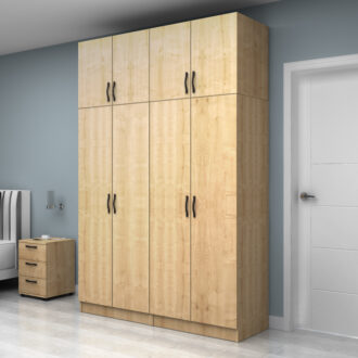 Alternative view of Ντουλάπα ρούχων Vivian Megapap τετράφυλλη με πατάρι χρώμα φυσικό οξιάς 160x51,8x240εκ.