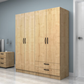 Alternative view of Ντουλάπα ρούχων Vivian Megapap τετράφυλλη με συρτάρια χρώμα φυσικό οξιάς 160x51,8x181εκ.