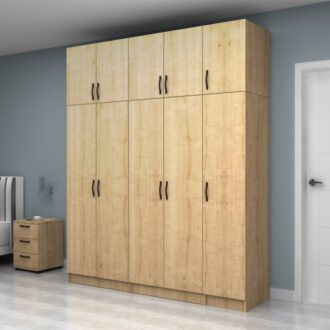 Alternative view of Ντουλάπα ρούχων Vivian Megapap πεντάφυλλη με πατάρι χρώμα φυσικό οξιάς 200x51,8x240εκ.