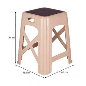 Alternative view of Σκαμπώ πολυπροπυλενίου στοιβαζόμενο χρώμα μπεζ 36,5x36,5x44εκ.