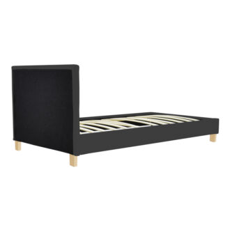 Alternative view of Κρεβάτι Nevil pakoworld ύφασμα ανθρακί με ξύλινο πόδι σε φυσική απόχρωση 90x190εκ