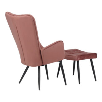 Alternative view of Πολυθρόνα με υποπόδιο Dorita pakoworld βελούδο σάπιο μήλο-πόδι μαύρο μέταλλο 68.5x76x103εκ