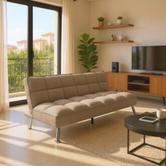 Alternative view of Καναπές-κρεβάτι Rebel pakoworld 3θέσιος με ύφασμα μπεζ-καφέ 189x92x82εκ