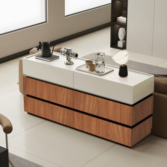 Alternative view of Συρταριέρα Sonlen pakoworld mdf σε καρυδί-μπεζ απόχρωση 120x40x72εκ