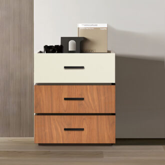 Alternative view of Κομοδίνο Sonlen pakoworld mdf σε καρυδί-μπεζ απόχρωση 60x40x66εκ