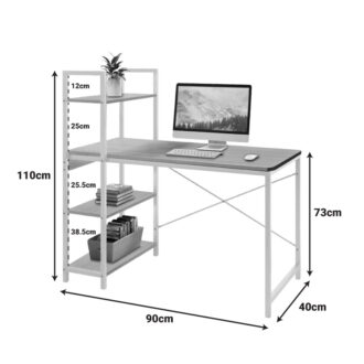 Alternative view of Γραφείο εργασίας Bencour pakoworld με βιβλιοθήκη mdf σε φυσική απόχρωση με μαύρο μέταλλο 90x40x110εκ