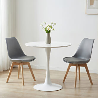 Alternative view of Τραπέζι Balou I pakoworld sintered stone-mdf σε λευκό μαρμάρου Φ70x74εκ