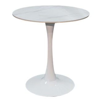 Τραπέζι Balou I pakoworld sintered stone-mdf σε λευκό μαρμάρου Φ70x74εκ