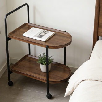 Alternative view of Βοηθητικό τραπέζι Whelea pakoworld τροχήλατο mdf-μέταλλο καρυδί-μαύρο 40x60x69εκ