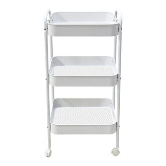 Alternative view of Τρόλλεϊ-ραφιέρα Nedea pakoworld μέταλλο λευκό 41x30x77εκ