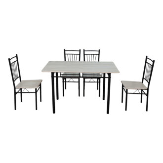 Alternative view of Τραπεζαρία Roza pakoworld σετ 5τμχ mdf sonoma με μεταλλικό μαύρο πόδι 110x60x75εκ