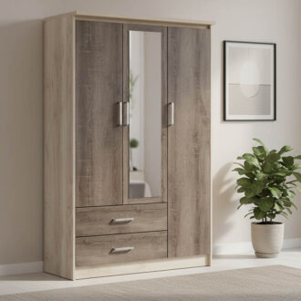 Alternative view of Ντουλάπα ρούχων τρίφυλλη OLYMPUS pakoworld χρώμα castillo-toro 120x57x183εκ