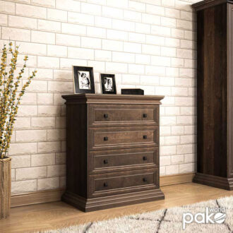 Alternative view of Συρταριέρα Mozart pakoworld με 4 συρτάρια χρώμα καρυδί 80x40x96εκ