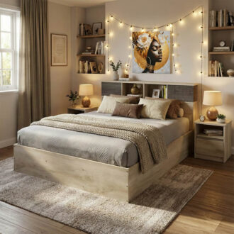 Alternative view of Κρεβάτι OLYMPUS pakoworld σε χρώμα castillo oak 140x200εκ