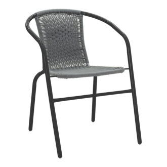 Alternative view of Τραπεζαρία Valor-Obbi pakoworld σετ 5τεμ μέταλλο μαύρο-γυαλί-pe γκρι 110x60x70εκ