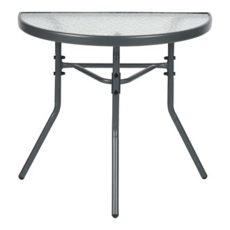 Alternative view of Τραπέζι ημικυκλικό Bion pakoworld γυαλί-μέταλλο σε ανθρακί απόχρωση 70x40x65εκ