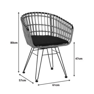 Alternative view of Πολυθρόνα Naoki pakoworld μαύρο μέταλλο-pe φυσικό