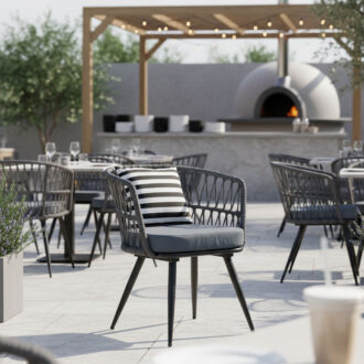 Alternative view of Πολυθρόνα Naoki pakoworld μέταλλο μαύρο-pe γκρι-μαξιλάρι ασπρόμαυρο