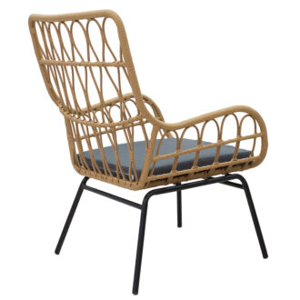 Alternative view of Πολυθρόνα Naoki pakoworld μέταλλο μαύρο-pe φυσικό-μαξιλάρι