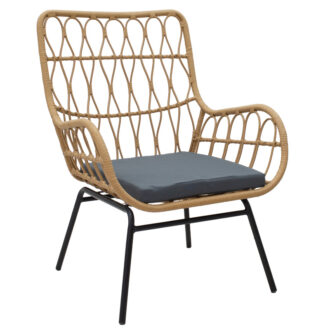 Alternative view of Σαλόνι Naoki-Mabil pakoworld σετ 3τεμ pe rattan σε φυσική απόχρωση με μαύρο μέταλλο