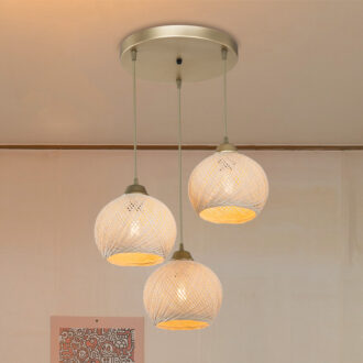 Alternative view of Φωτιστικό οροφής τρίφωτο PWL-1121 pakoworld Ε27 κρεμ-χρυσό Φ40x75εκ