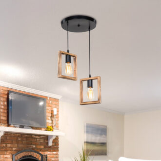 Alternative view of Φωτιστικό οροφής δίφωτο Isolate pakoworld Ε27 καρυδί Φ43x83εκ