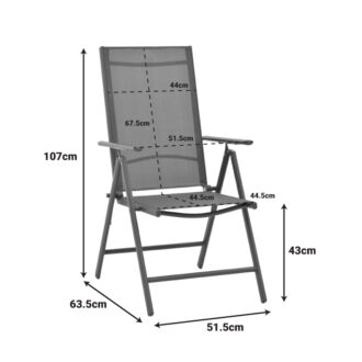 Alternative view of Πολυθρόνα Candor pakoworld ανθρακί μέταλλο και γκρι textilene 51.5x63.5x107εκ