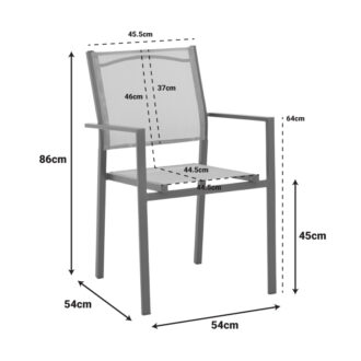 Alternative view of Πολυθρόνα Confidence pakoworld ανθρακί μέταλλο και γκρι textilene 54x54x86εκ