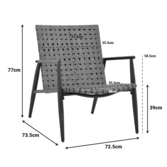 Alternative view of Πολυθρόνα Eamon pakoworld μαύρο αλουμίνιο και pe rattan σε καφέ απόχρωση 72.5x73.5x77εκ