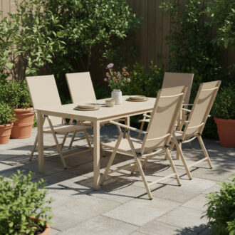 Alternative view of Πολυθρόνα Candor pakoworld cappuccino μέταλλο-textilene σε καφέ απόχρωση 51.5x63.5x107εκ