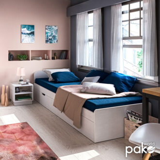 Alternative view of Κρεβάτι Regan pakoworld με αποθηκευτικό χώρο σε λευκή απόχρωση 90x200εκ