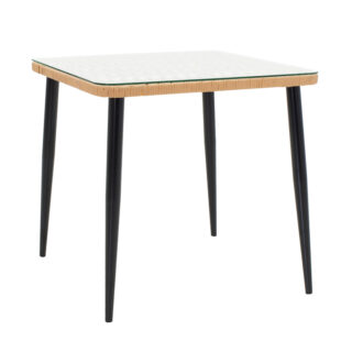 Alternative view of Τραπεζαρία Naoki U σετ 5τεμ pakoworld rattan pe σε φυσική απόχρωση και μαύρο μέταλλο 80x80x78εκ