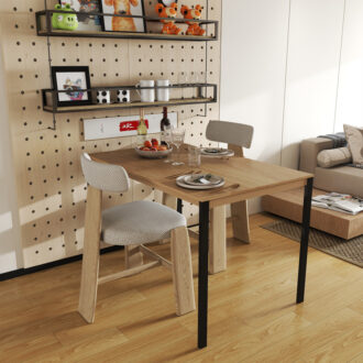 Alternative view of Τραπέζι Faragio pakoworld μέταλλο σε φυσική απόχρωση με μαύρα μεταλλικά πόδια 120x75x75εκ