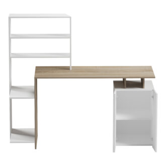 Alternative view of Γραφείο με βιβλιοθήκη και ντουλάπι Meza pakoworld sonoma-λευκό 146.3x55x128.8εκ