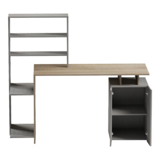 Alternative view of Γραφείο με βιβλιοθήκη και ντουλάπι Meza pakoworld sonoma-γκρι cement 146.3x55x128.8εκ