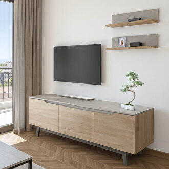 Σύνθετο σαλονιού Kasia pakoworld μπεζ μαρμάρου-sonoma 180x35x48.5εκ