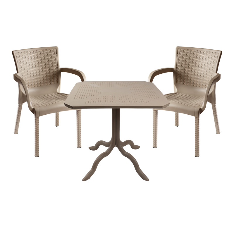 Τραπεζαρία Icon-Festive pakoworld σετ 3τεμ PP σε cappuccino απόχρωση