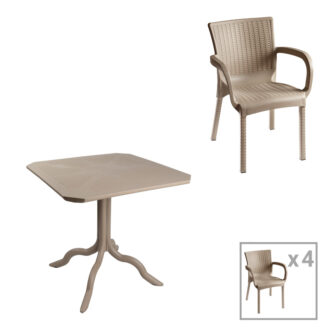 Τραπεζαρία Icon-Festive pakoworld σετ 5τεμ PP σε cappuccino απόχρωση