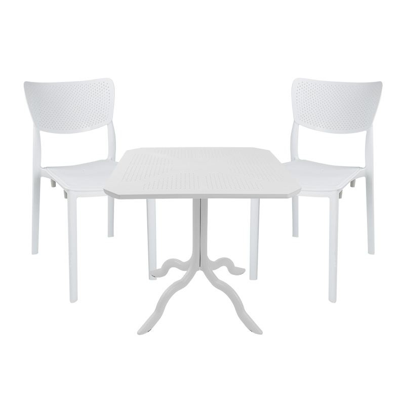 Τραπεζαρία Icon-Ignite pakoworld σετ 3τεμ PP σε λευκή απόχρωση