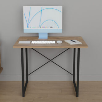 Alternative view of Γραφείο εργασίας Ustando pakoworld oak μελαμίνης-μαύρο μέταλλο 90x60x72εκ