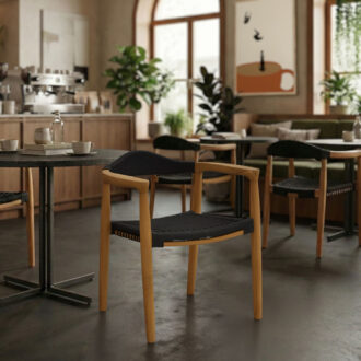 Alternative view of Πολυθρόνα Ganny pakoworld teak ξύλο και pe σχοινί σε μαύρη απόχρωση 59x56x71εκ