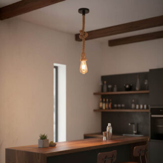 Alternative view of Φωτιστικό οροφής Ropily pakoworld φυσικό μέταλλο-σχοινί Φ1x100εκ