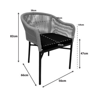 Alternative view of Πολυθρόνα αλουμινίου Legana pakoworld ανθρακί σκελετός--pe rattan σε φυσική απόχρωση 56x66x82εκ