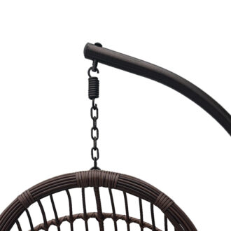 Alternative view of Κούνια φωλιά με βάση Cungo pakoworld μέταλλο καφέ- pe rattan καφέ με μπεζ μαξιλάρι 125x105x195εκ