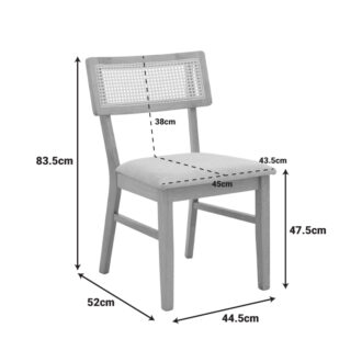 Alternative view of Καρέκλα Raffles pakoworld rubberwood με pe rattan και γκρι μπεζ ύφασμα 47x48x83.5εκ