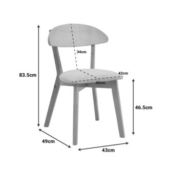 Alternative view of Καρέκλα Canon pakoworld rubberwood σε φυσική απόχρωση με γκρι μπεζ ύφασμα 43x43x79.5εκ